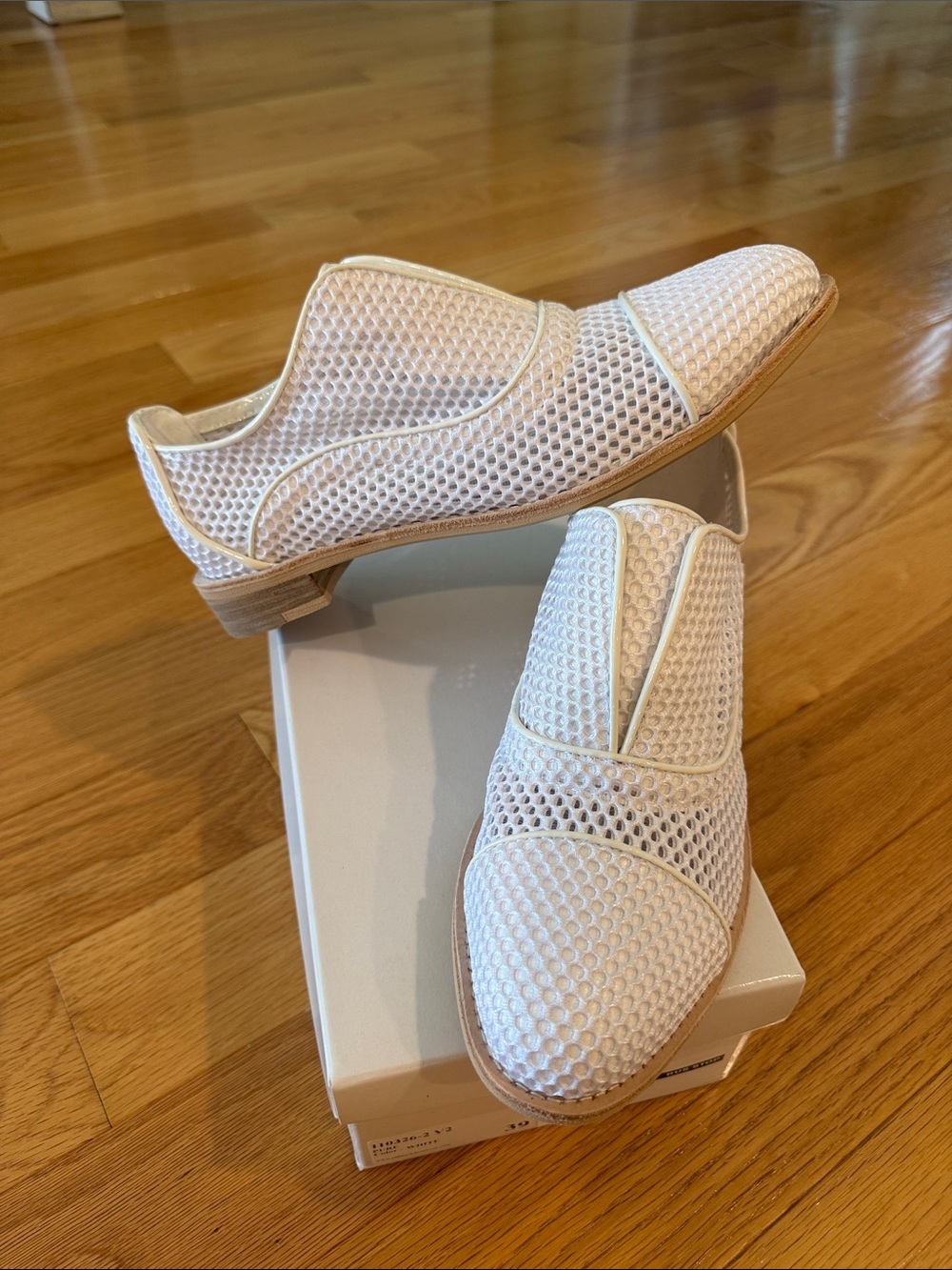 White Mesh Slip-On Loafers